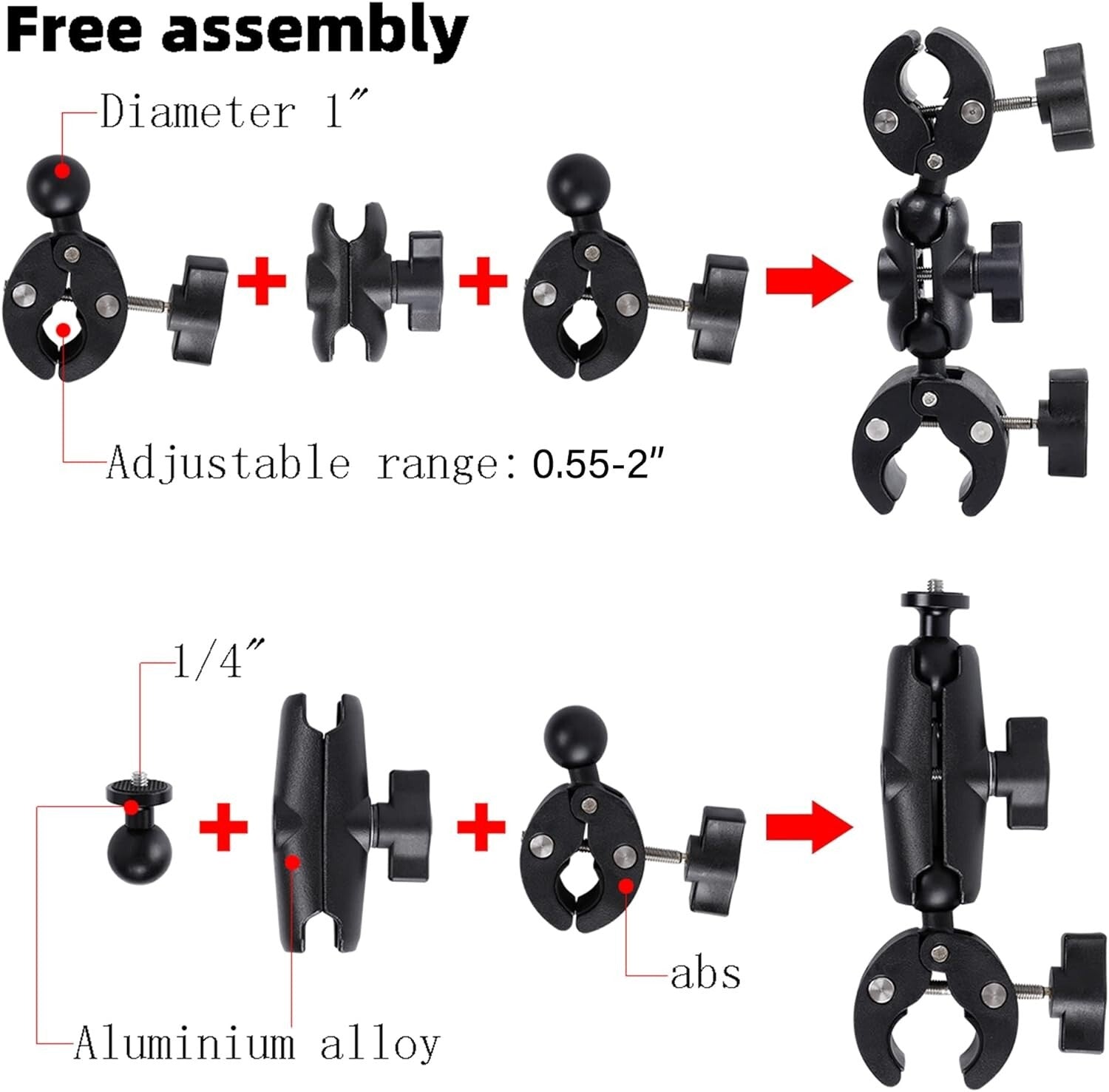 Heavy-Duty Clamp Mount with 61-Inch Selfie Stick for Biking & Riding Adventures