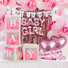 Load image into Gallery viewer, Stylish Jumbo Pink Baby Shower Décor - 165 Pieces Including Banners and Balloons