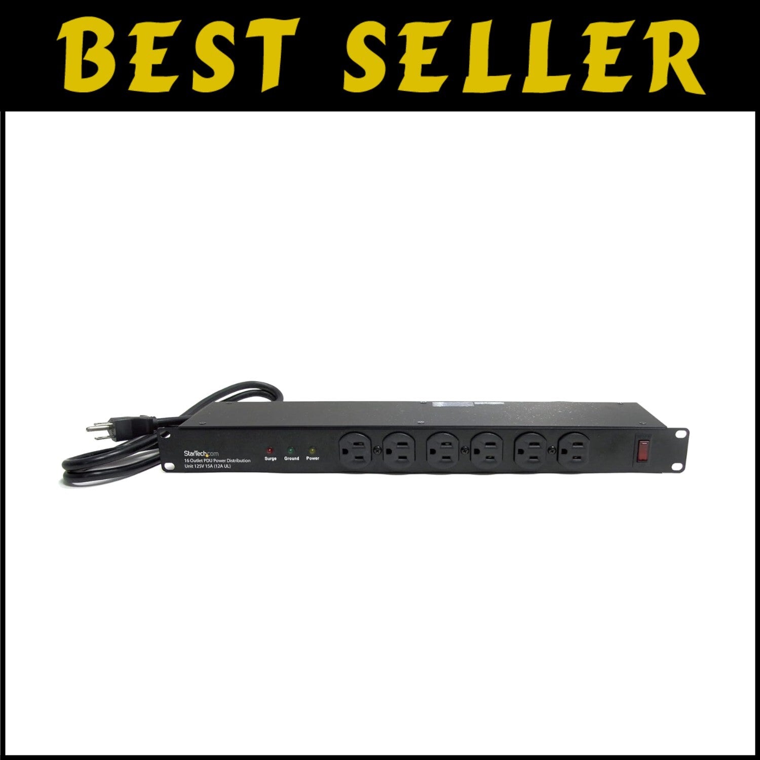 High-Durability 1U Surge Protector PDU with 16 Power Outlets and LED Indicators