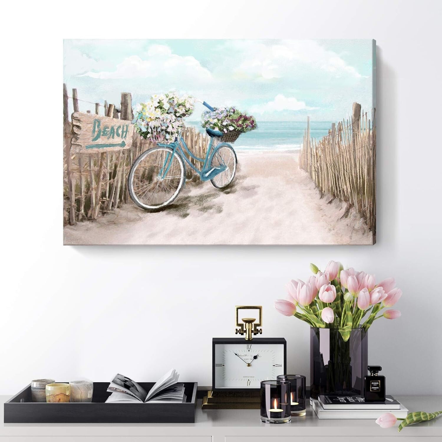 Chic 24x16 Coastal Wall Art - Relaxing Seascape Canvas for Bedroom and Bathroom