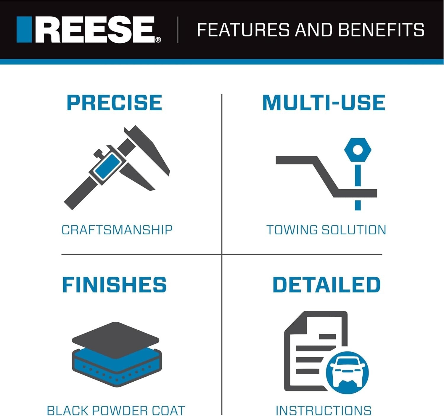 Durable Tri Ball Trailer Hitch with Hook - Fits 2" Receivers & Max 10K lbs