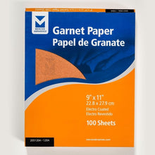 Load image into Gallery viewer, Garnet Paper Sanding Sheets - 9x11, 100 Pack, Fine Grit 120A for Smooth Finishes