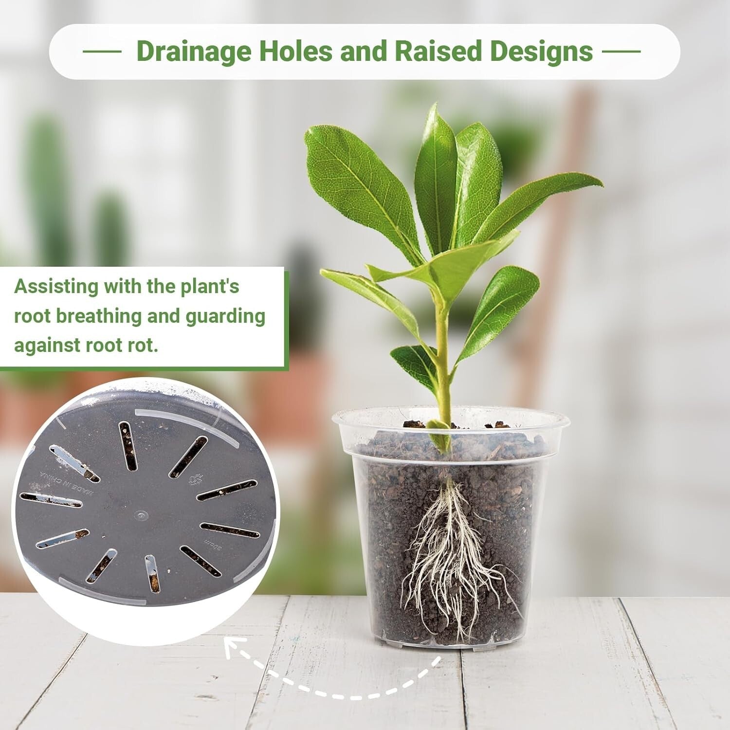 5-Pack Durable Clear Plastic Planters - 12-Inch with Drainage for Plant Growth