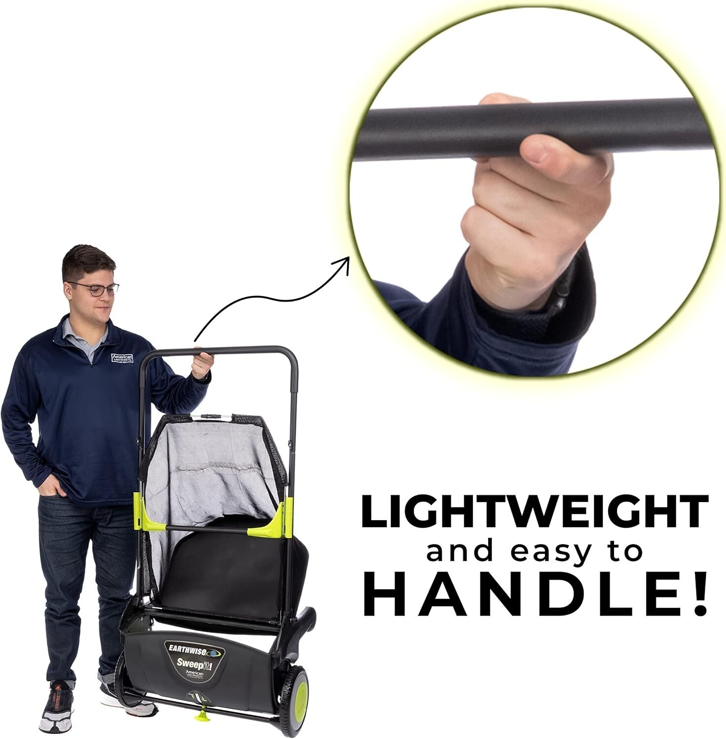 Earthwise 21” Leaf & Grass Manual Lawn Sweeper – Ultra Lightweight Solution