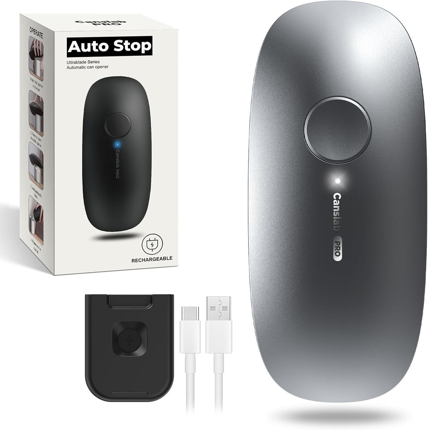 Compact Quiet Electric Can Opener - Ideal for Arthritis with Easy Storage