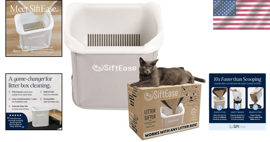 Light Grey Cat Litter Sifter - SiftEase with Deep Basket for Multi-Cat Homes