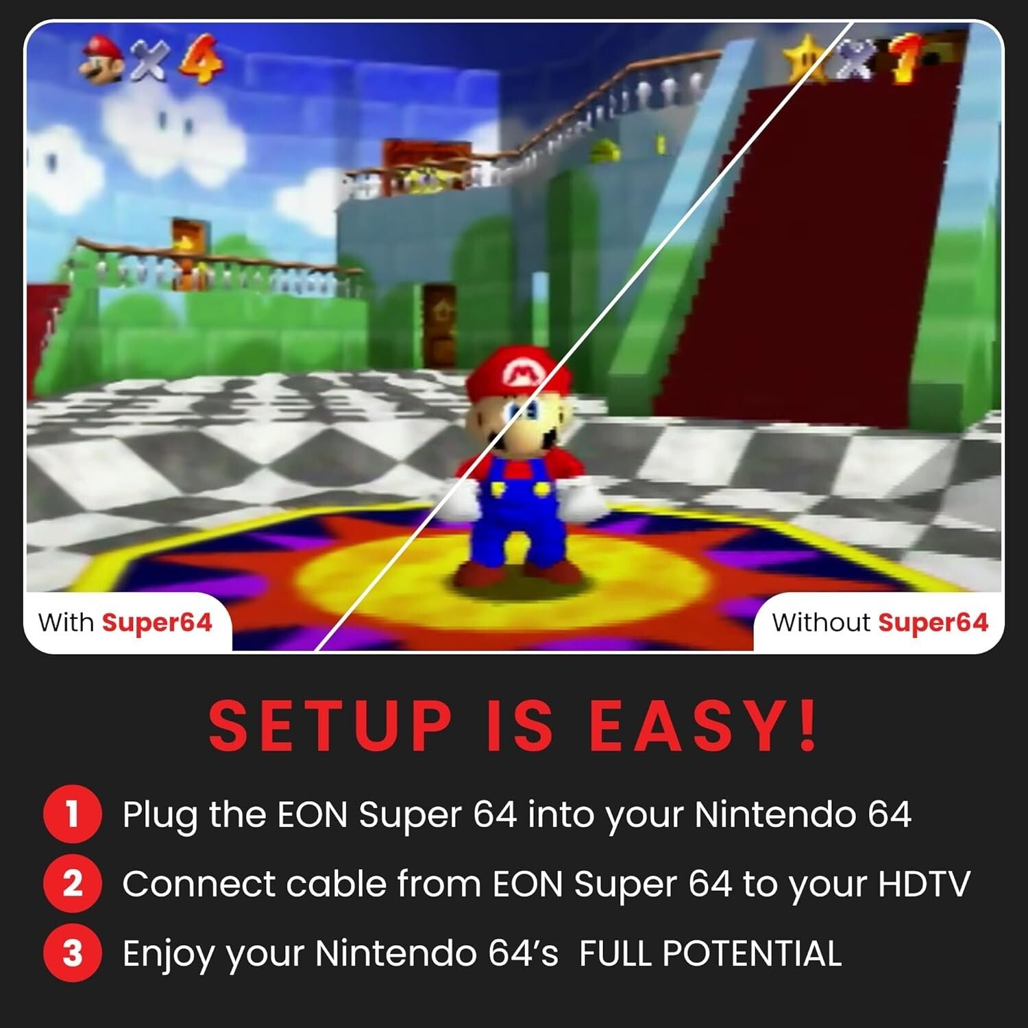 Super 64 HDMI Adapter for Nintendo 64 - Durable, Lightweight & Plug-and-Play