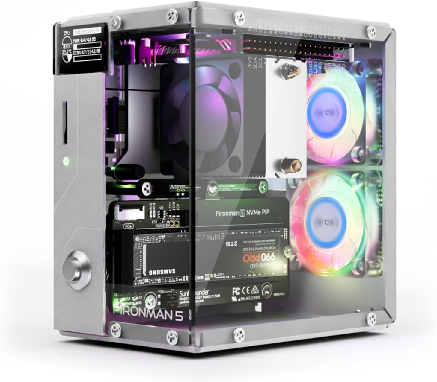 Advanced Cooling HDMI Mini PC Case for Raspberry Pi 5 with Dual RGB & Safety