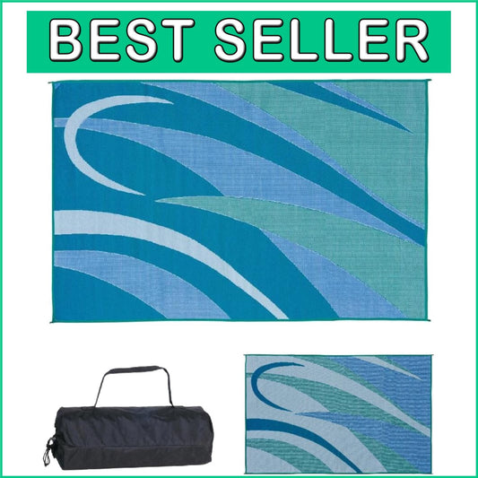 Durable 8'x12' Reversible Garden Rug - Lightweight Blue/Green Patio Solution