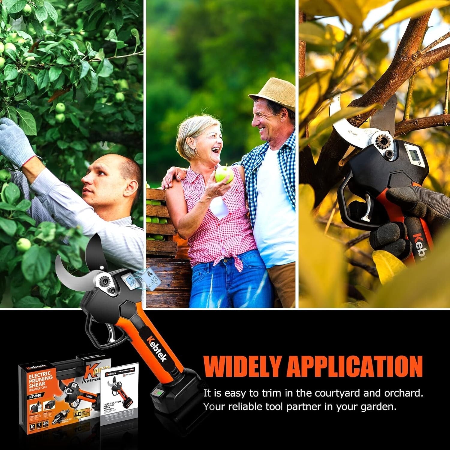 Professional 40MM Cordless Electric Pruning Shears - 18V Brushless Motor & Case