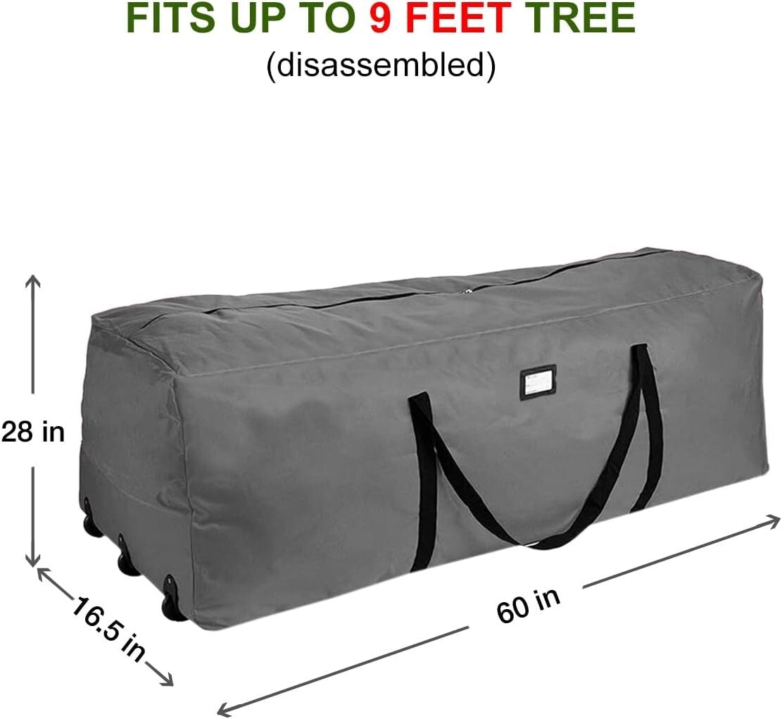 Secure Zip Closure Tree Storage Bag with Handles, Ideal for 9ft Christmas Trees