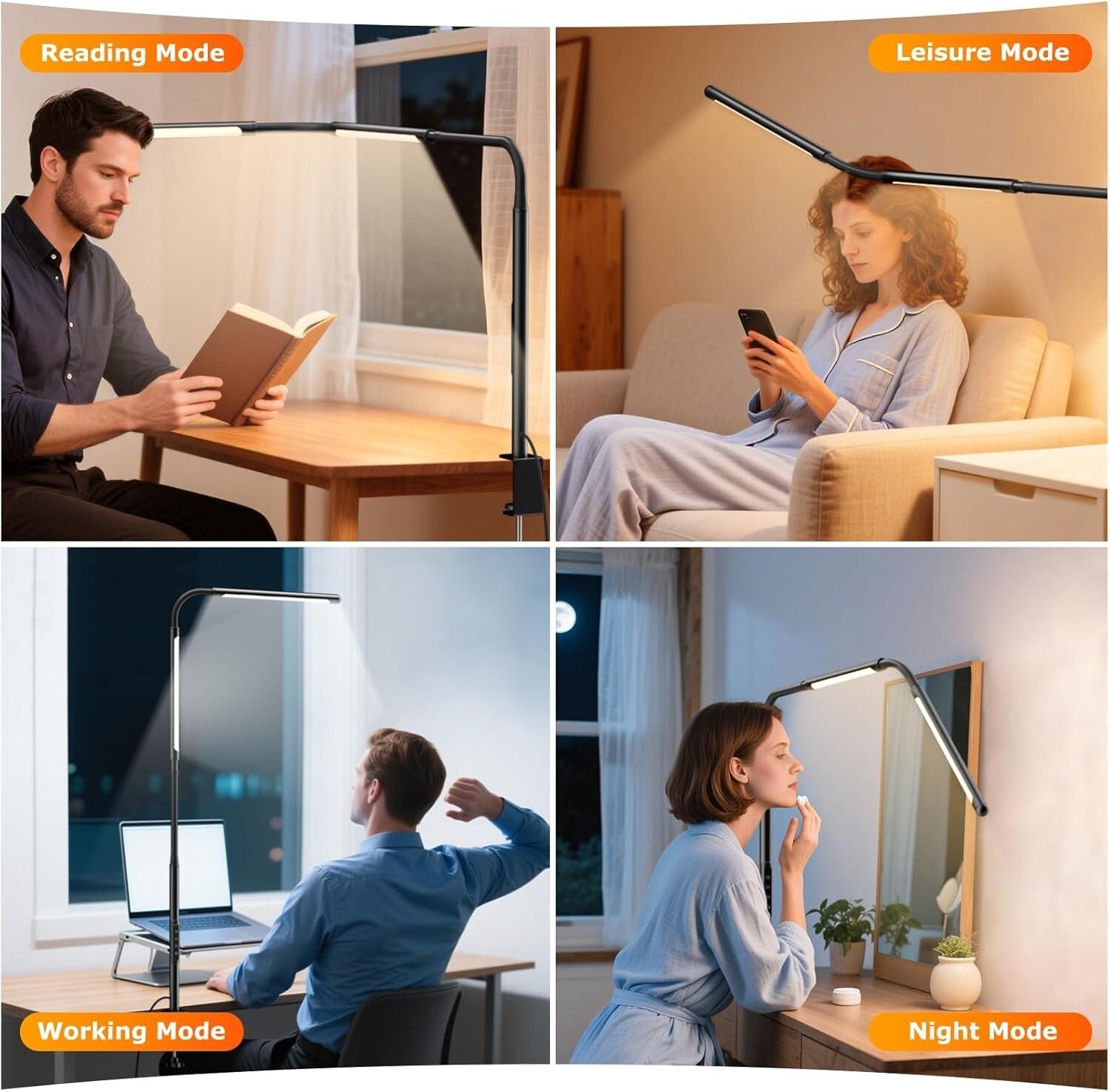 Adjustable Gooseneck LED Desk Lamp with Stepless Dimming & Remote Control