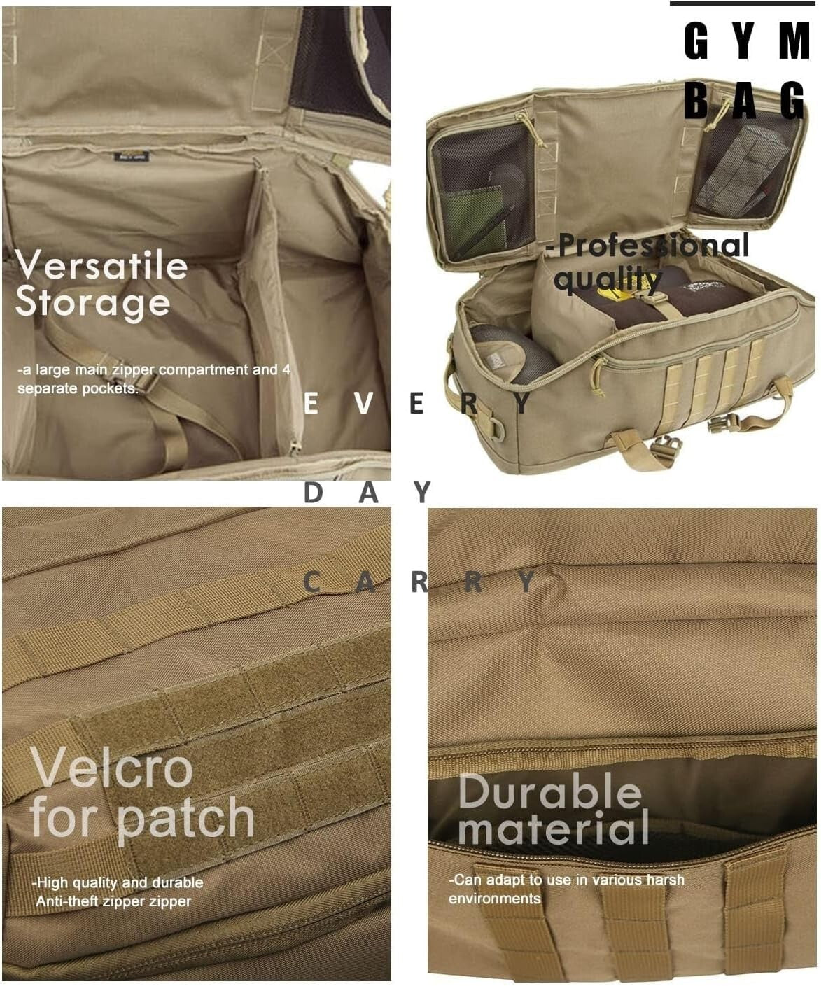 Durable Waterproof Gym Duffle Bag - 25L Tactical Backpack for Sports & Travel