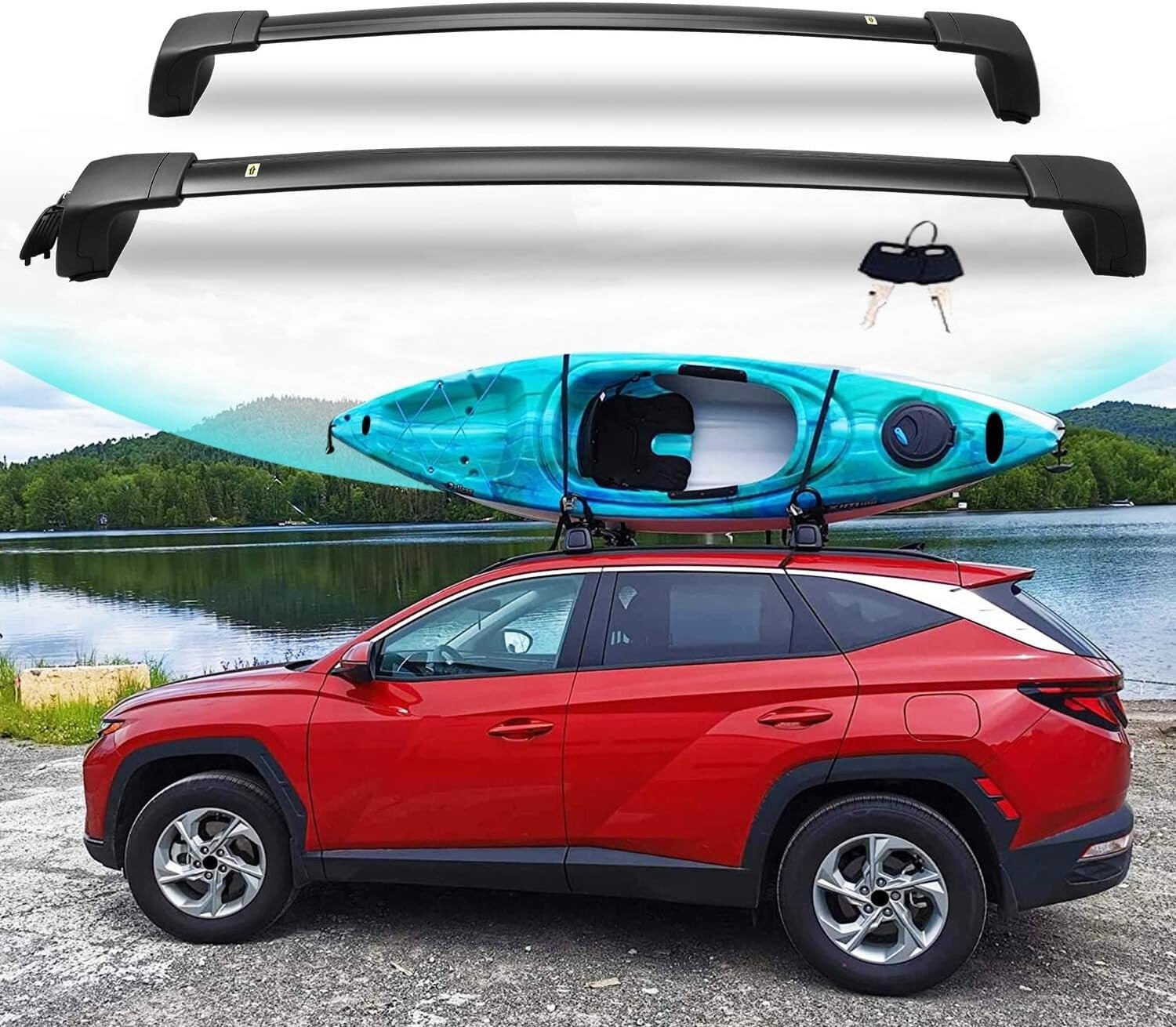 Durable Aerodynamic Roof Cross Bars for Hyundai Tucson 2022-2025 Models