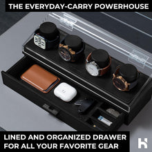Load image into Gallery viewer, Premium 4-Slot Wooden Watch Display Case with Accessory Drawer – Black or Walnut