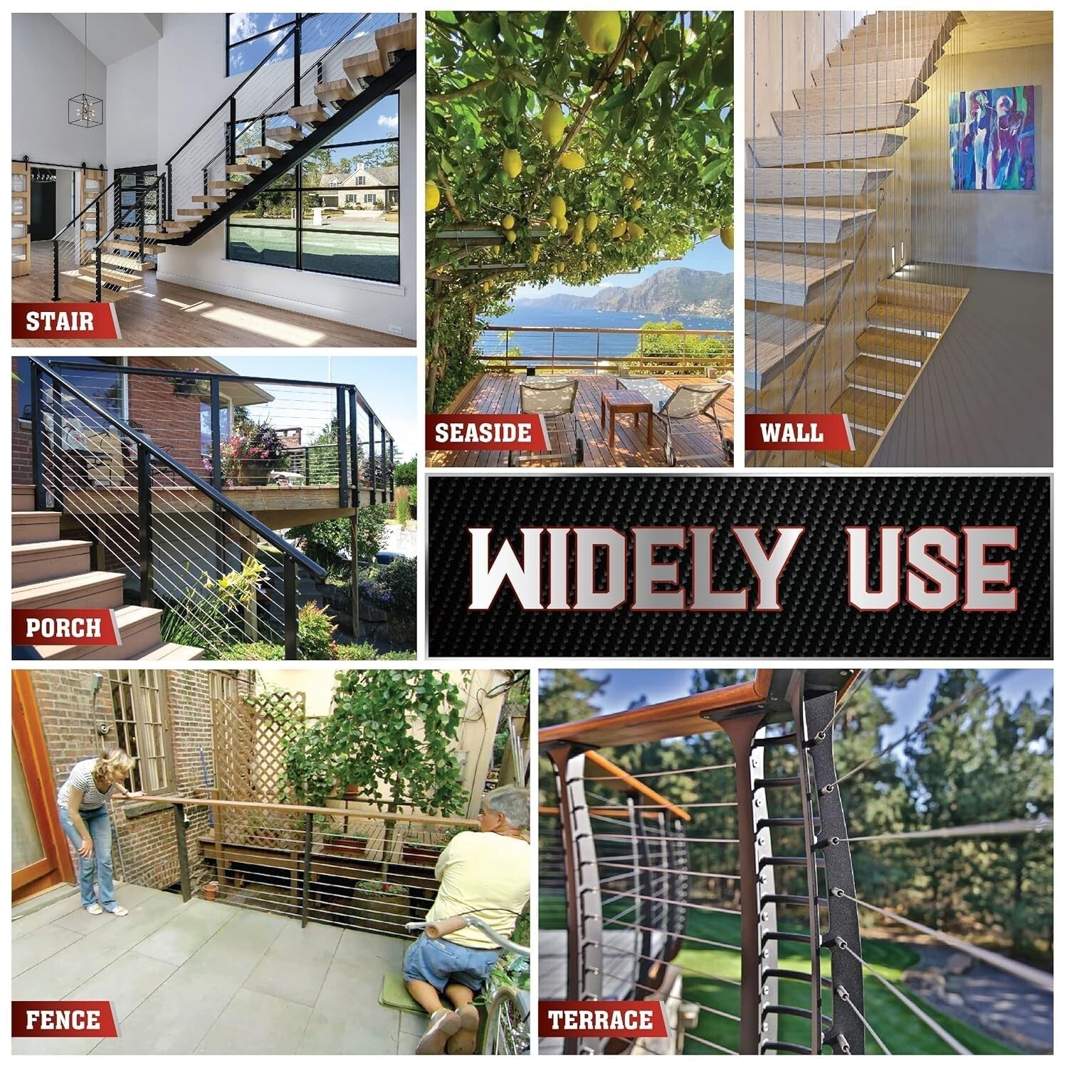 Heavy-Duty 1100FT Deck Cable Railing System with Cable Cutter for Easy Install