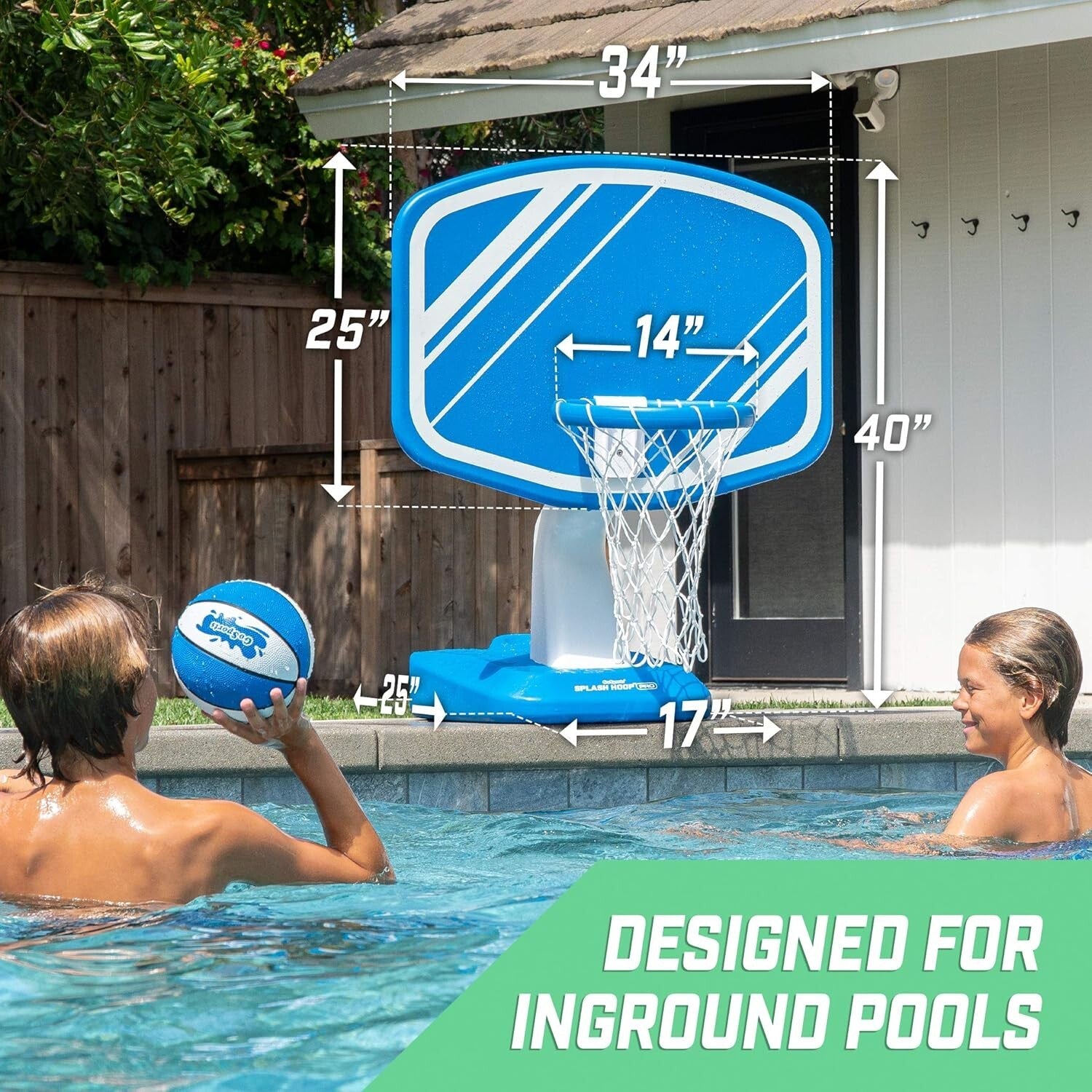 Durable Inflatable Poolside Basketball Game - 34" Backboard & 2 Balls Included!