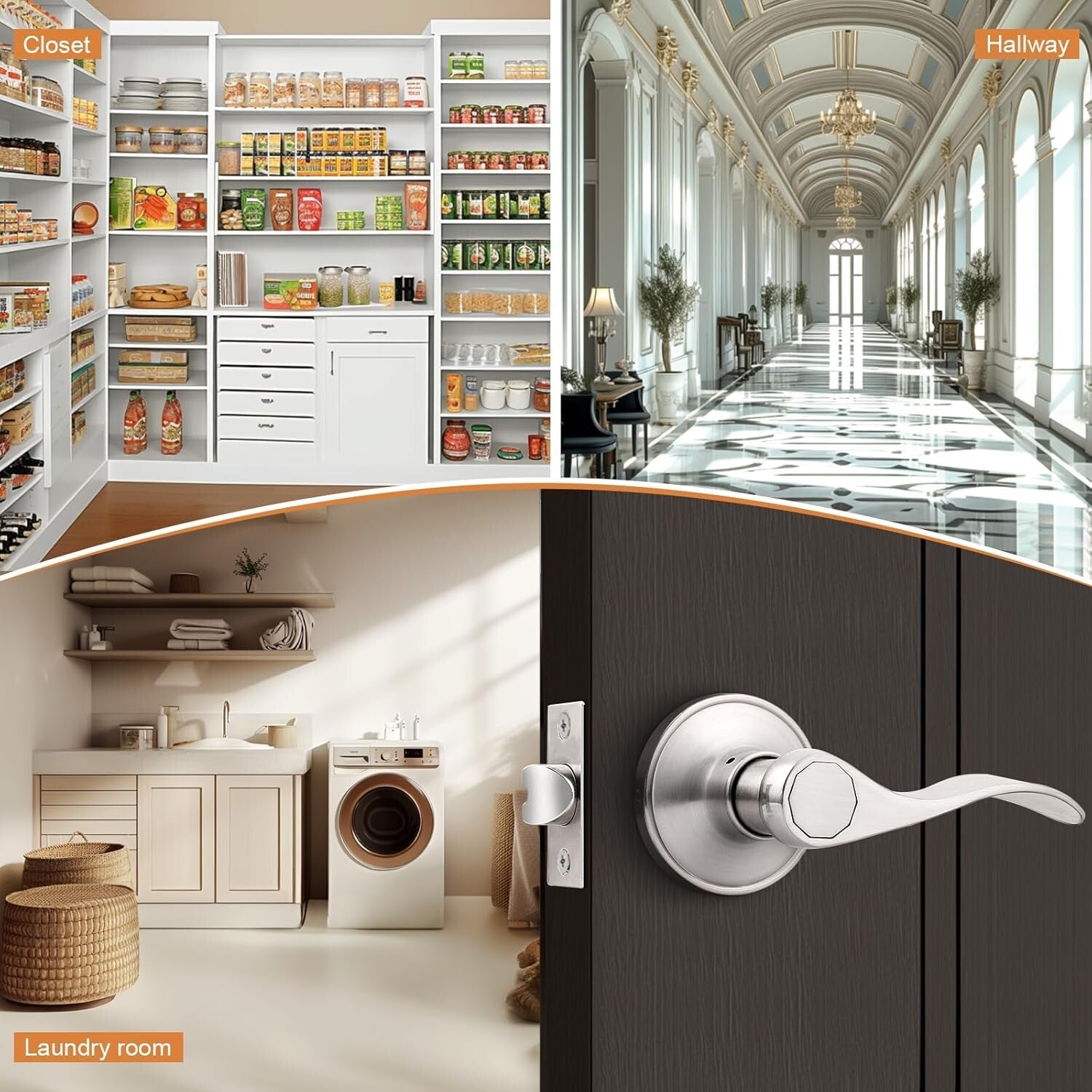 Easy Install Satin Nickel Door Levers - 5 Pack Modern Handles for Interiors