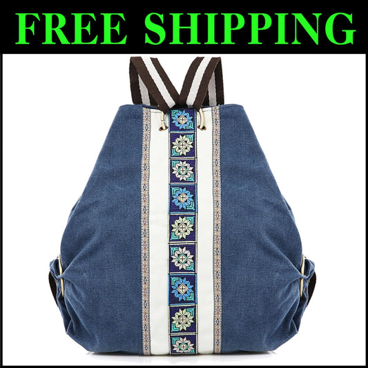 Vintage Canvas Backpack for Women - Lightweight Anti-Theft Traveling Daypack