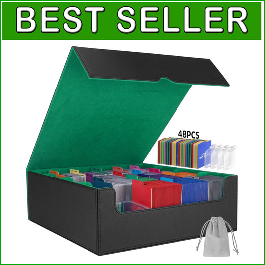 Elegant PU Leather Trading Card Case with 48 Dividers & Dustproof Protection
