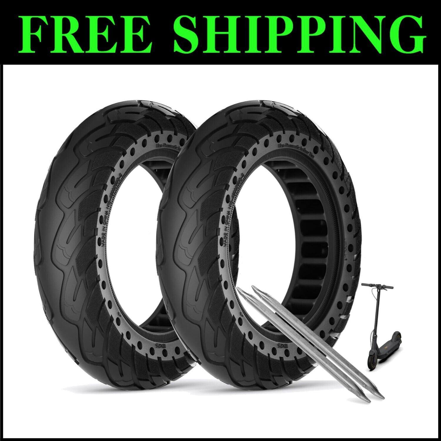 High-Performance 10x2.5 inch Honeycomb Solid Tires for Ninebot MAX & Hiboy S2