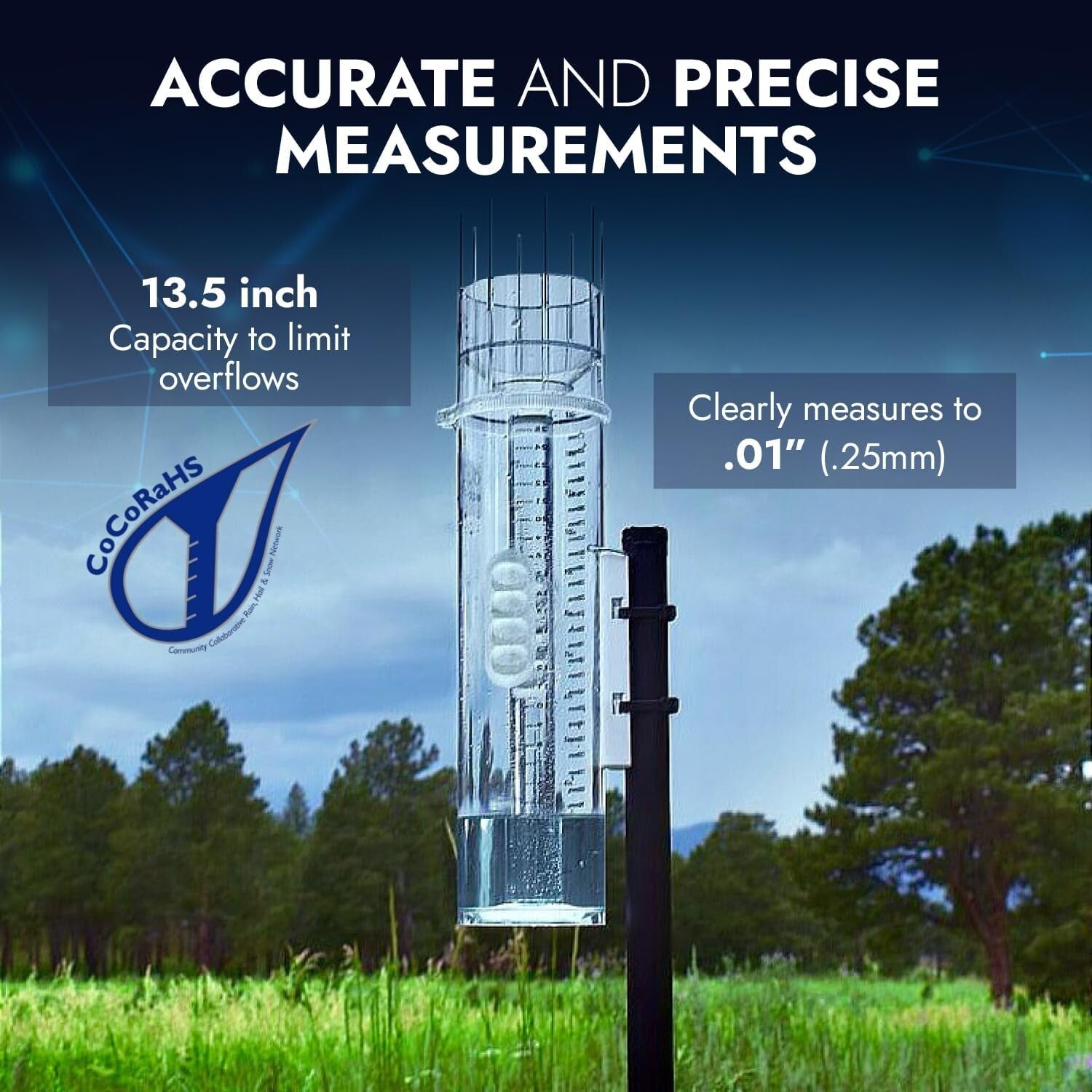 Easy-to-Install Tropo Rain & Snow Gauge - UV Resistant with Large Capacity
