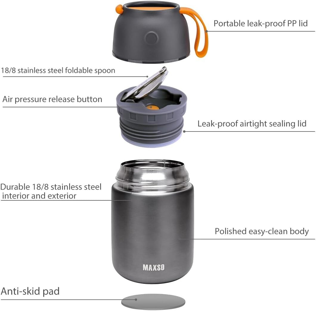 Durable Stainless Steel Insulated Lunch Containers, 2-Pack with Spoon & Fork