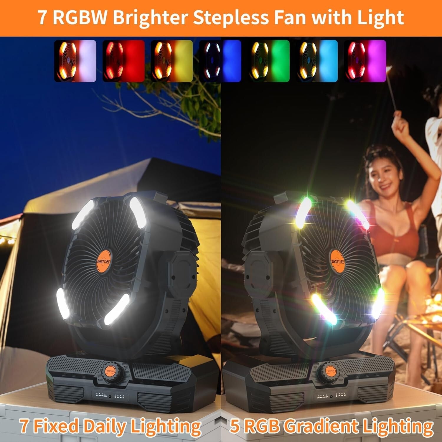 Portable 45000mAh Rechargeable Fan with Touch Control & Oscillation for Outdoors