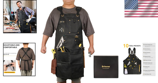 Adjustable Work Apron with 10 Pockets - Perfect Gift for DIY Enthusiasts