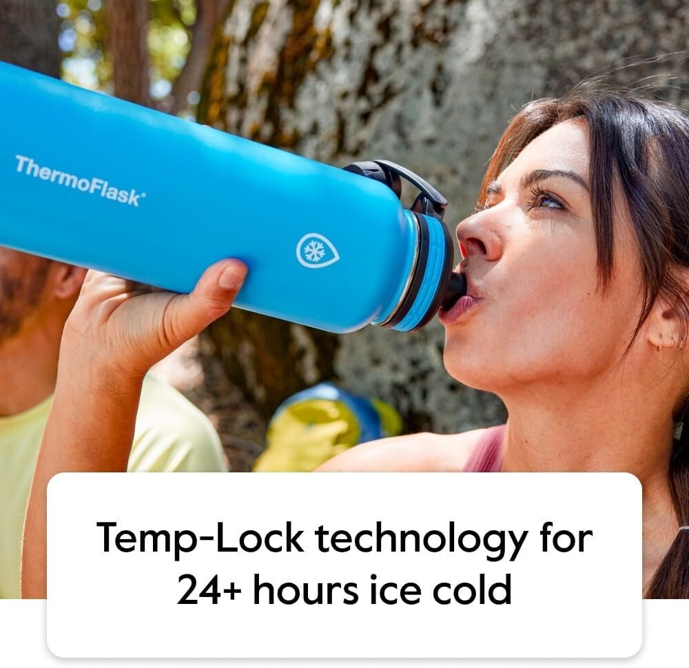 2 Pack 40oz Stainless Steel Insulated Water Bottles - Cold 24 Hours, Leak-proof