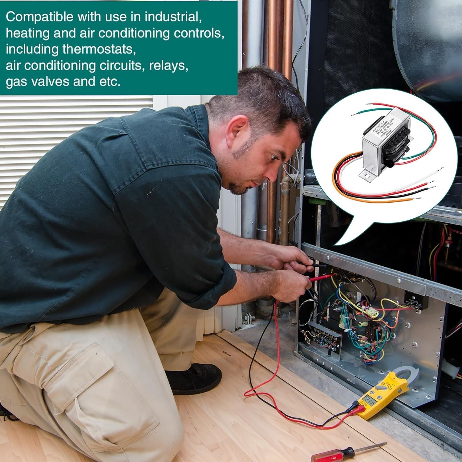 UL Certified 24V Control Transformer - Perfect for HVAC Applications (2 Pk)