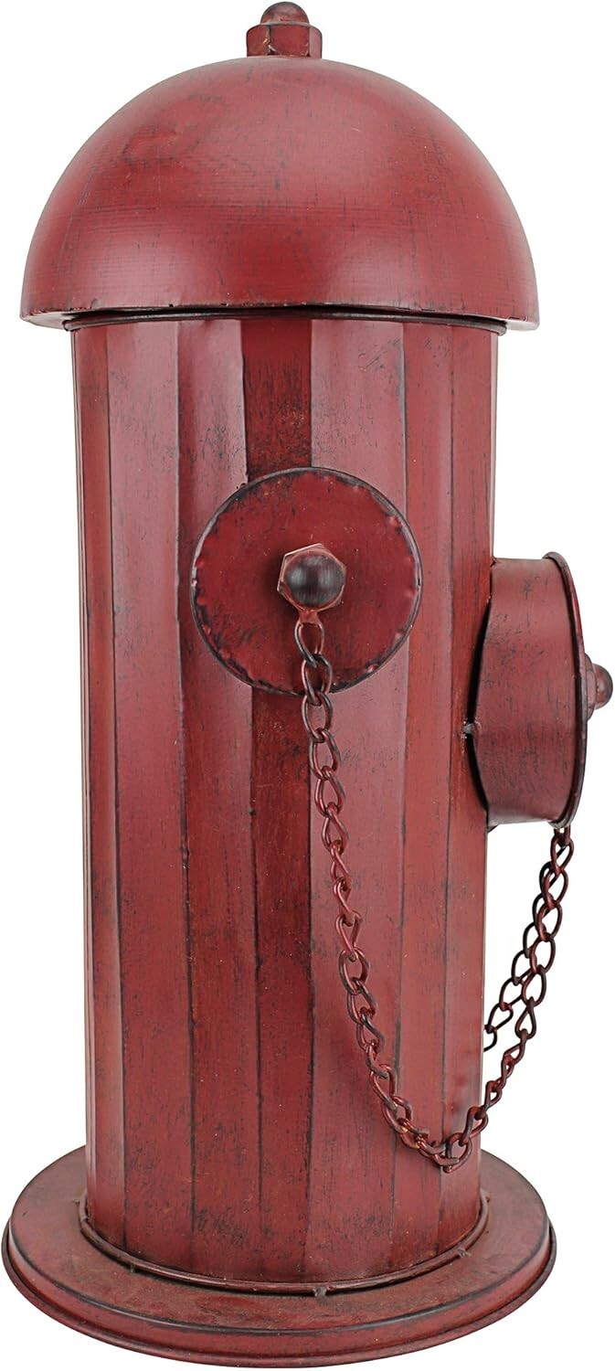 Rustic Red Fire Hydrant Statue - Multi-Functional Puppy Pee Post & Toy Storage