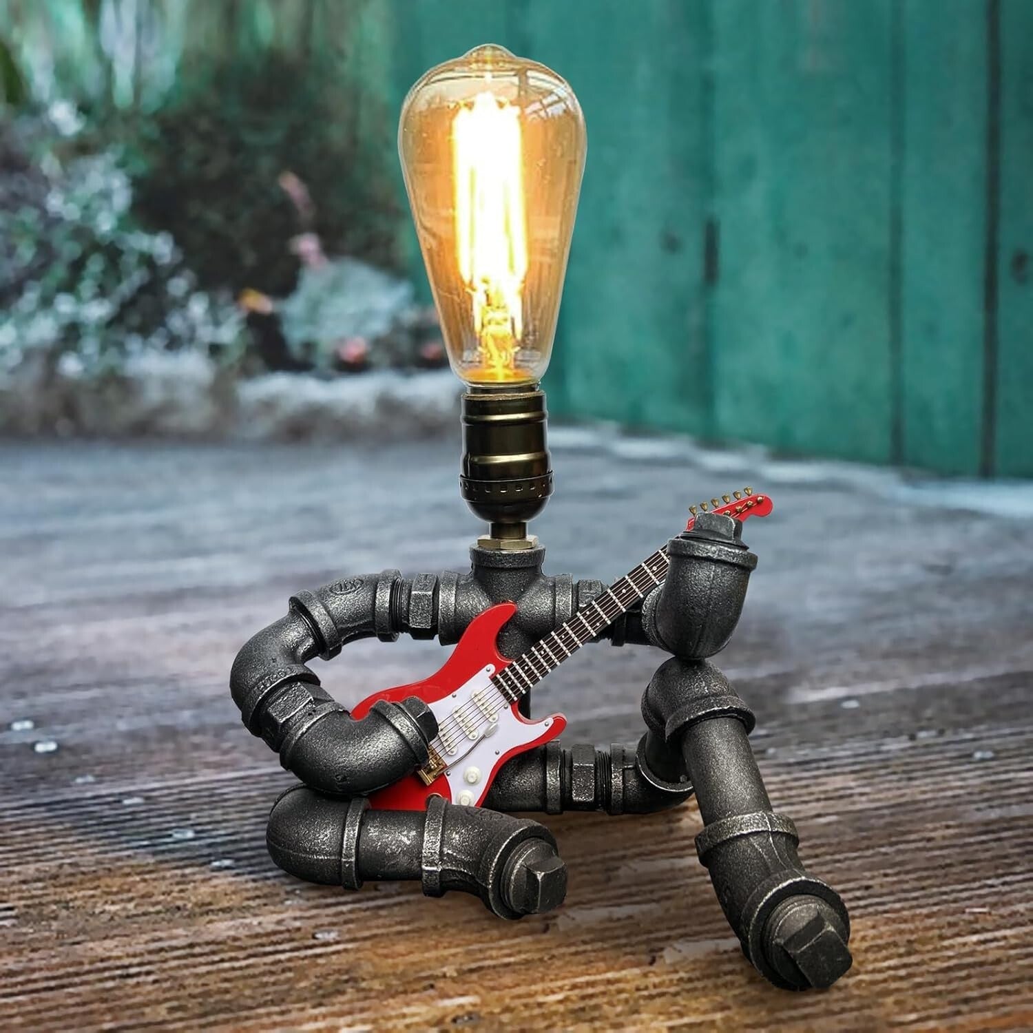 E27 Guitar Design Table Lamp - Cool Steampunk Gift for Men and Music Lovers