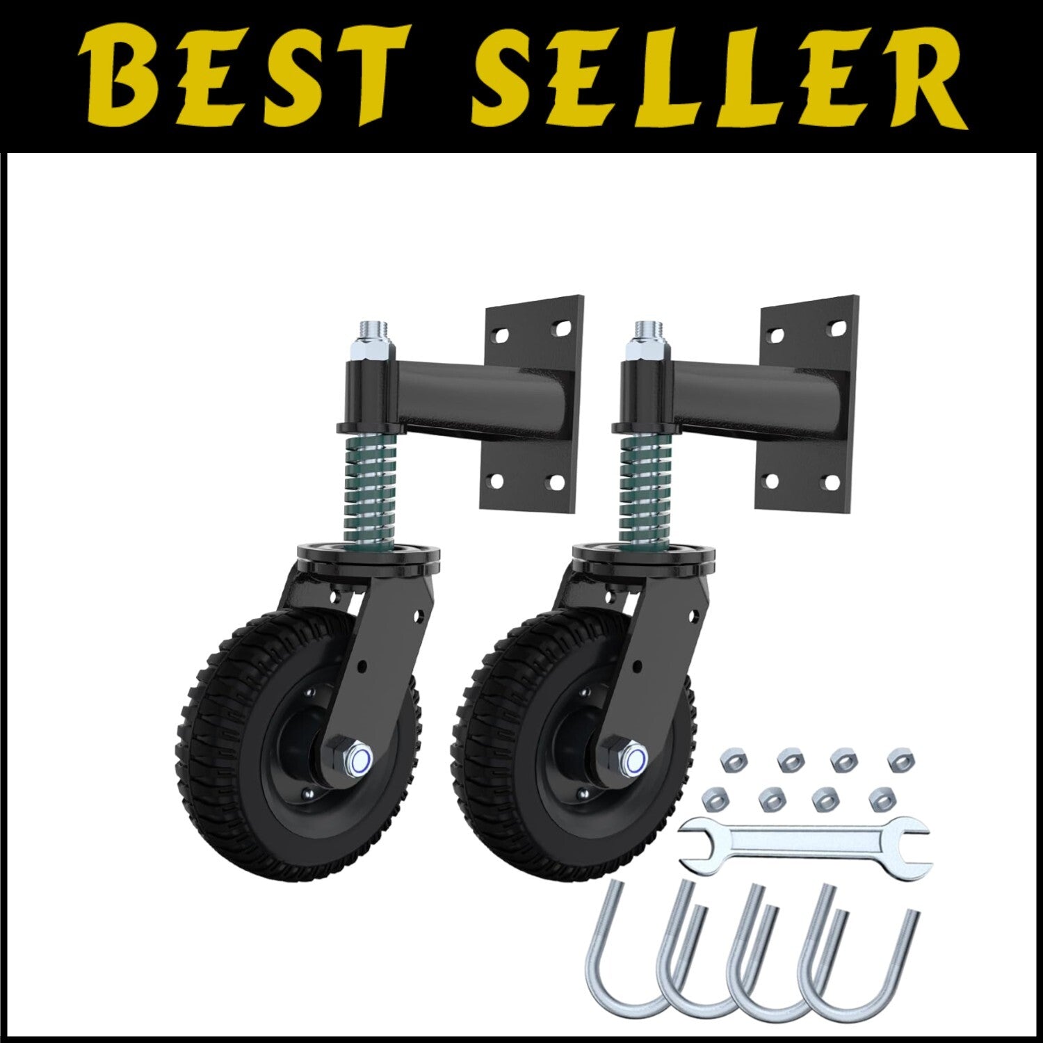 Durable Rubber Caster Wheels for Gates - 6-Inch, 500lb Load Capacity (2-Pack)