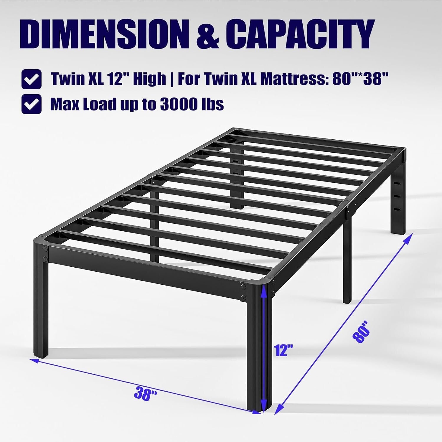 Sturdy Twin XL Metal Platform Bed Frame with Storage - Modern & Easy Assembly