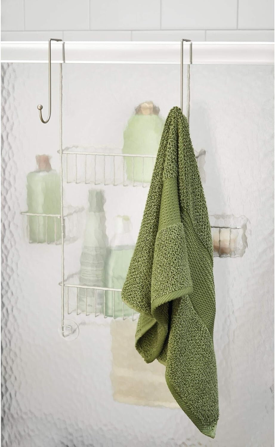 All-in-One Hanging Shower Organizer - Mounts Over Door with Suction Support