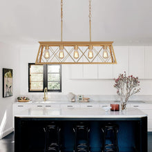 Load image into Gallery viewer, Adjustable 5-Light Gold Farmhouse Chandelier for Living Room and Dining Areas