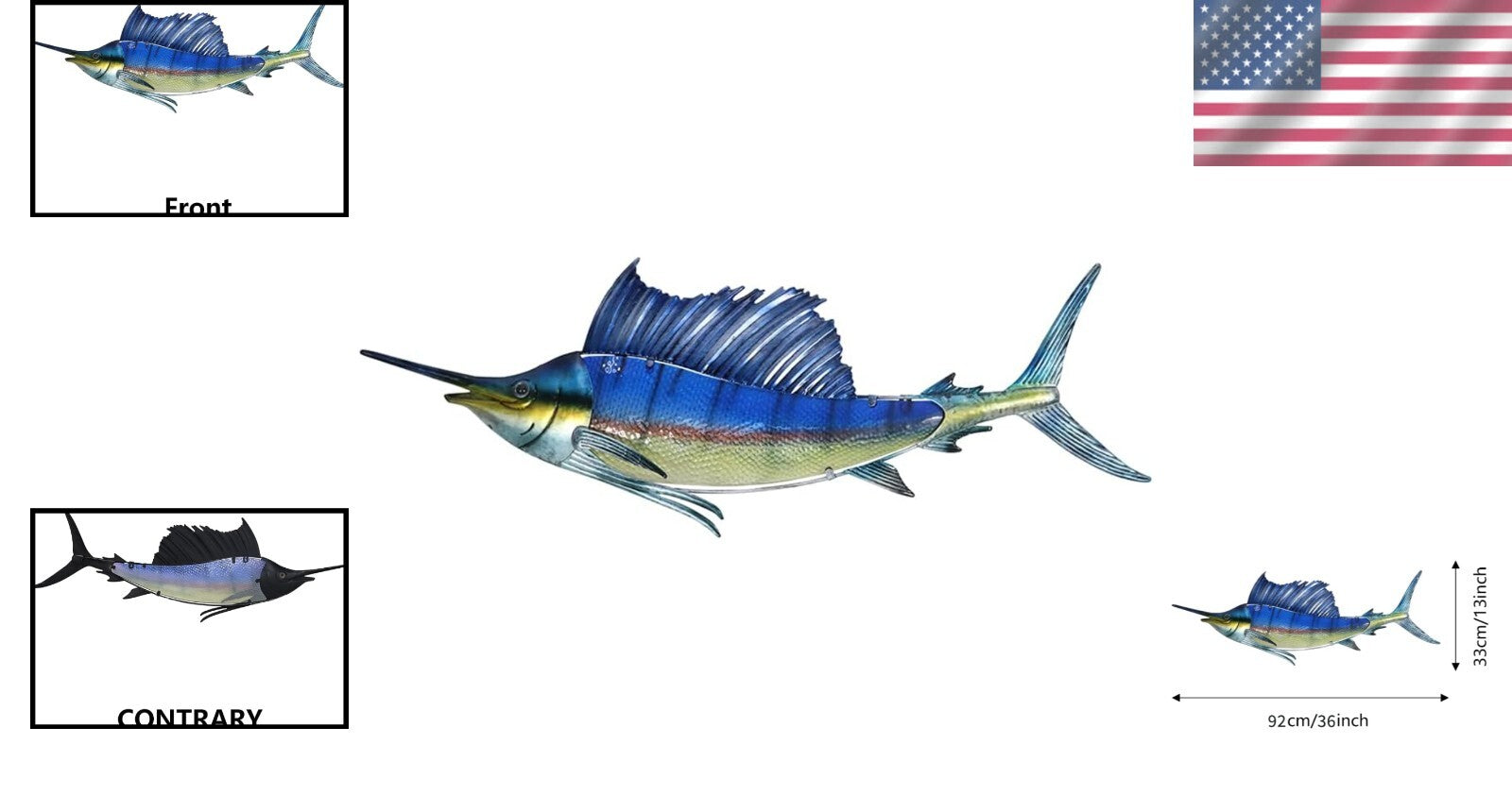 Stunning 36 Inch Sailfish Metal Wall Art - Perfect Gift for Fish Lovers