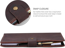 Load image into Gallery viewer, Handcrafted Leather Folio for 6x9 Steno Pads with Card Slots - Coffee Color