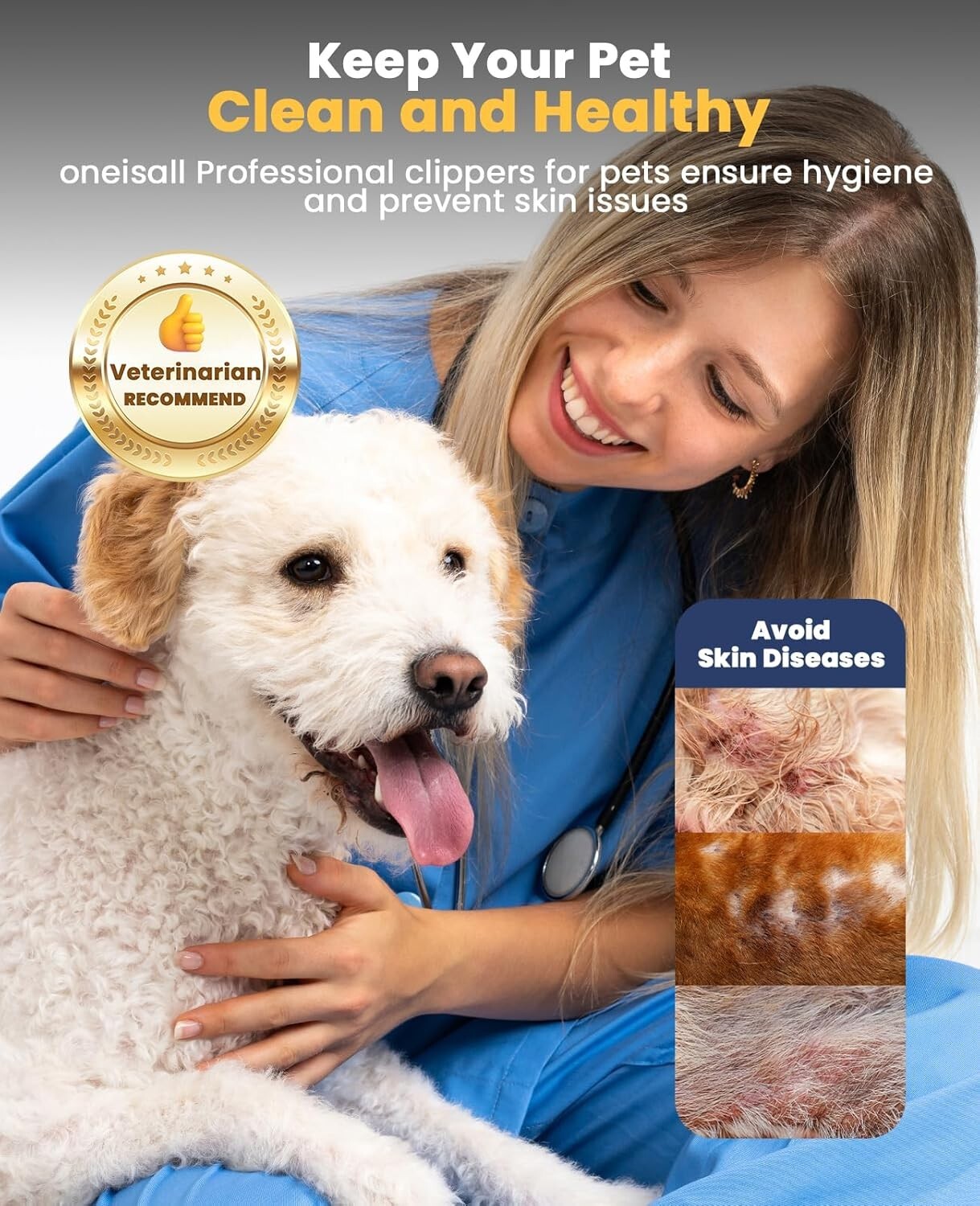 Rechargeable Waterproof Dog Clippers - Perfect for Thick Hair, Quiet Operation