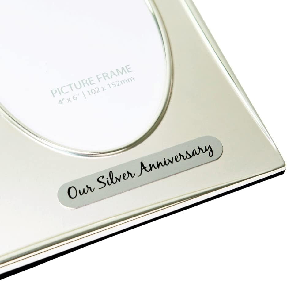 Interchangeable Mat Silver Plated Picture Frame for 25th Wedding Celebrations