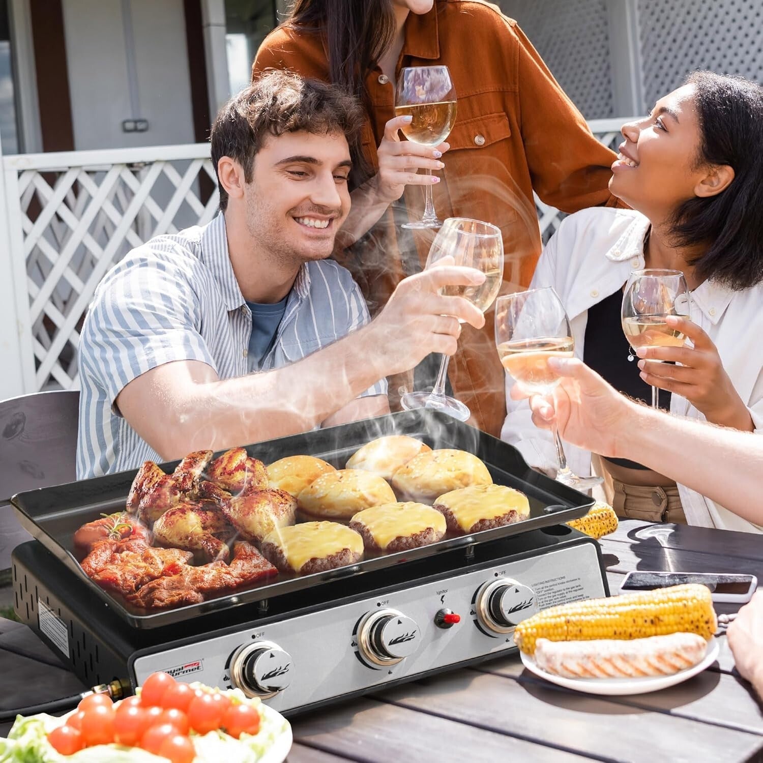 Portable Tabletop Gas Grill Griddle - 319 sq. in Cooking Area for Gatherings