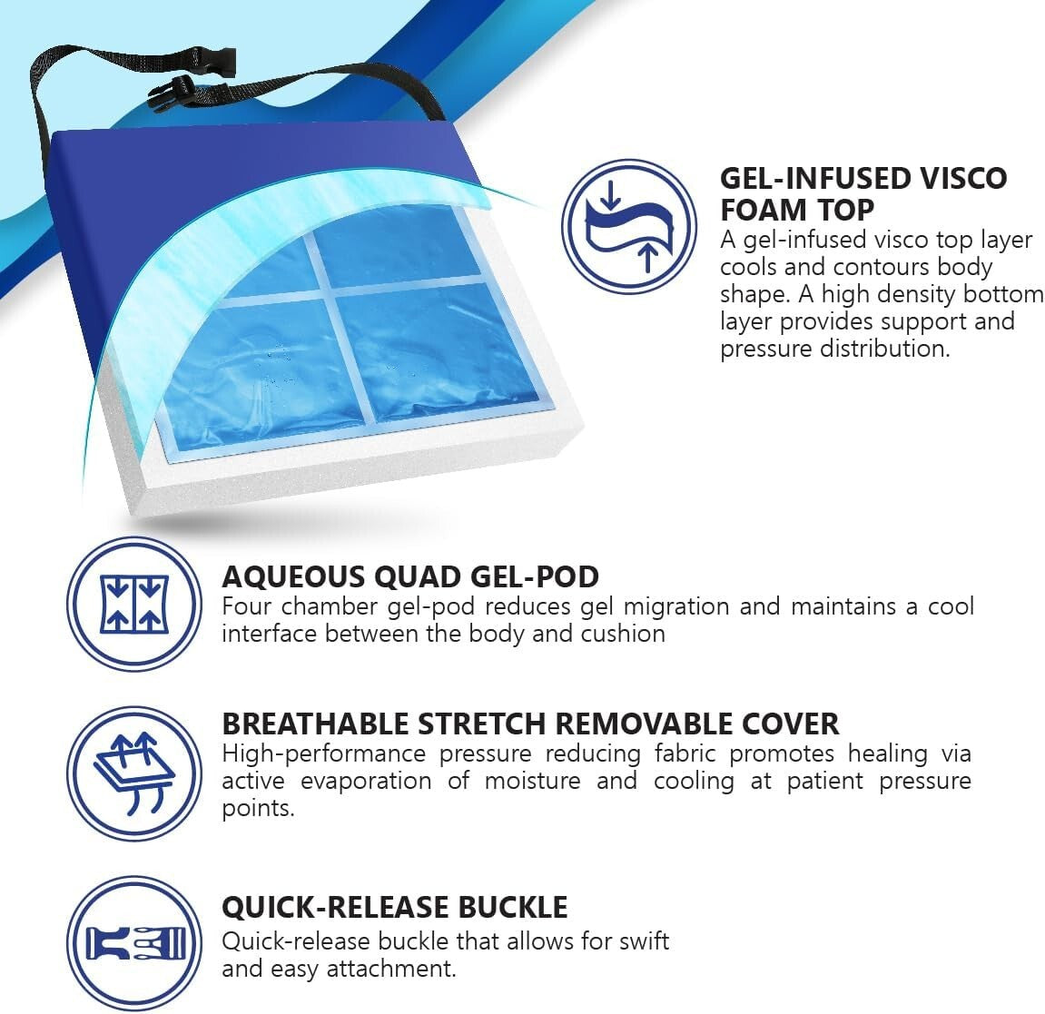 Herbalist’s Choice: 16” Quad Chamber Gel Cushion - For Optimal Cooling & Comfort