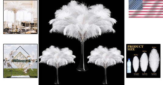 Versatile 90 Pcs Natural Ostrich Feathers - Perfect for Weddings and Parties