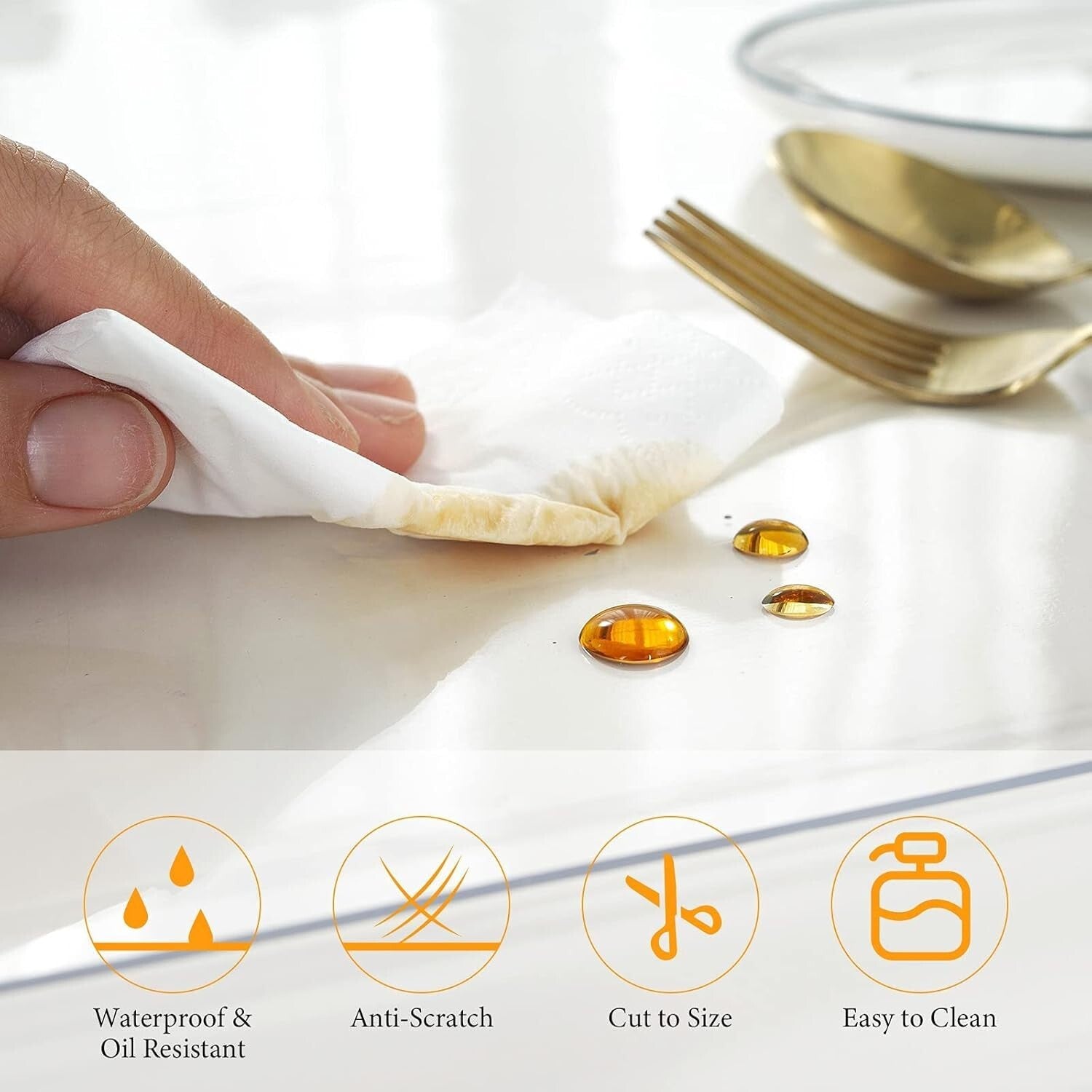 Glossy 1.5mm Clear Tablecloth Protector - 42x78 Inch Scratch & Stain Resistant