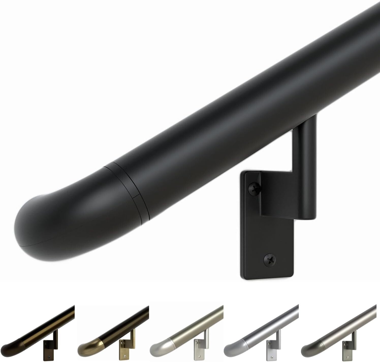3ft Aluminum ADA Compliant Handrail Kit - Satin Black - Indoor/Outdoor Safety