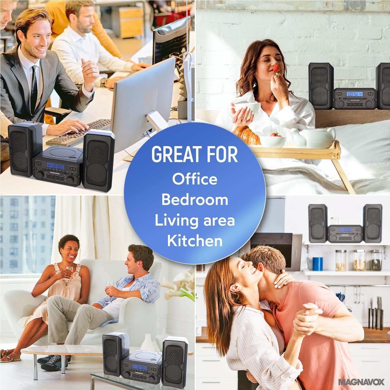 Bluetooth-FM Stereo CD Shelf System with Remote & LCD - Modern Black Design