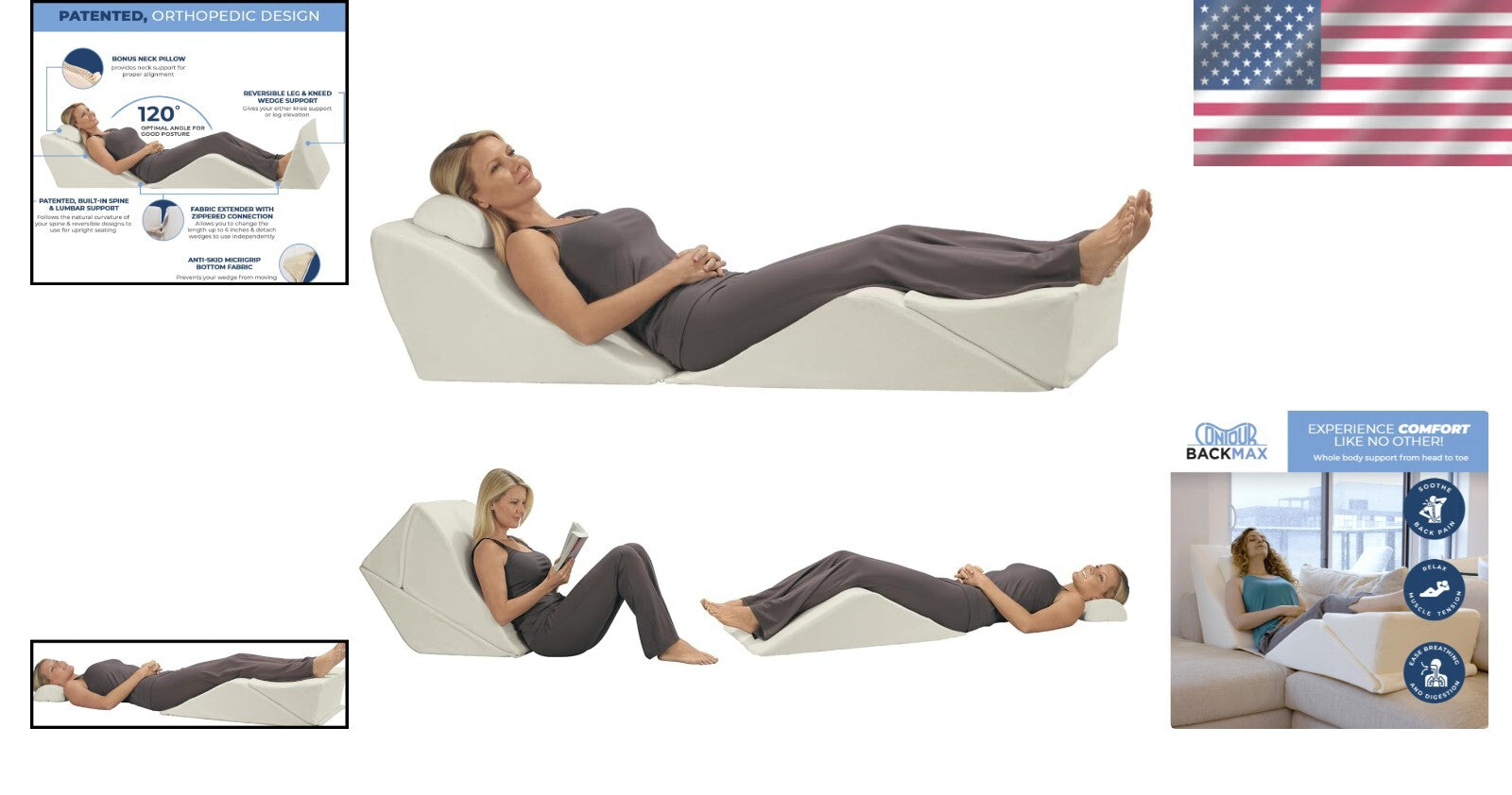 9-in-1 Adjustable Bed Wedge Pillow System for Ultimate Lumbar Support & Comfort