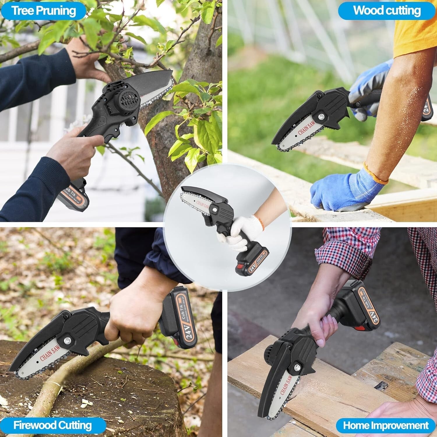 Lightweight 1.54 Lb Electric Chainsaw with Dual Batteries for Easy Pruning