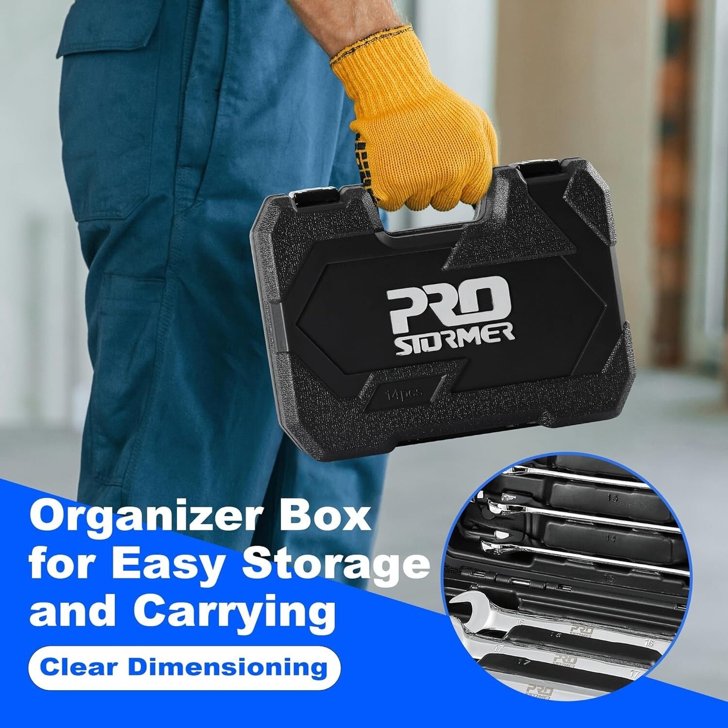 Professional 14-Piece Metric Wrench Set - 72-Tooth Flex-Head and Storage Case